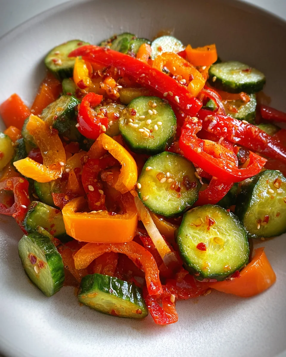 Viral TikTok Cucumber & Bell Pepper Salad